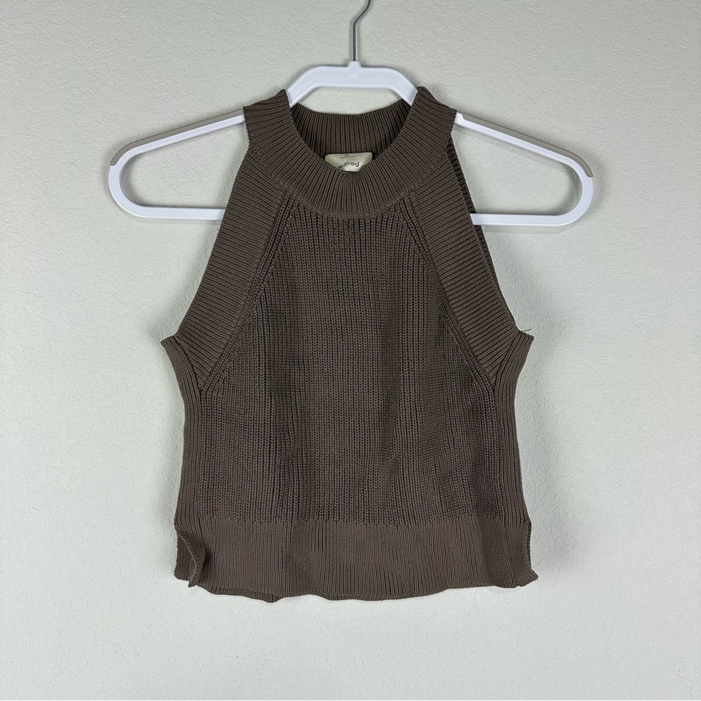 Wilfred Aritzia Brown Crevier Knit High Neck Sweater Tank Top Size XS - Picture 1 of 5